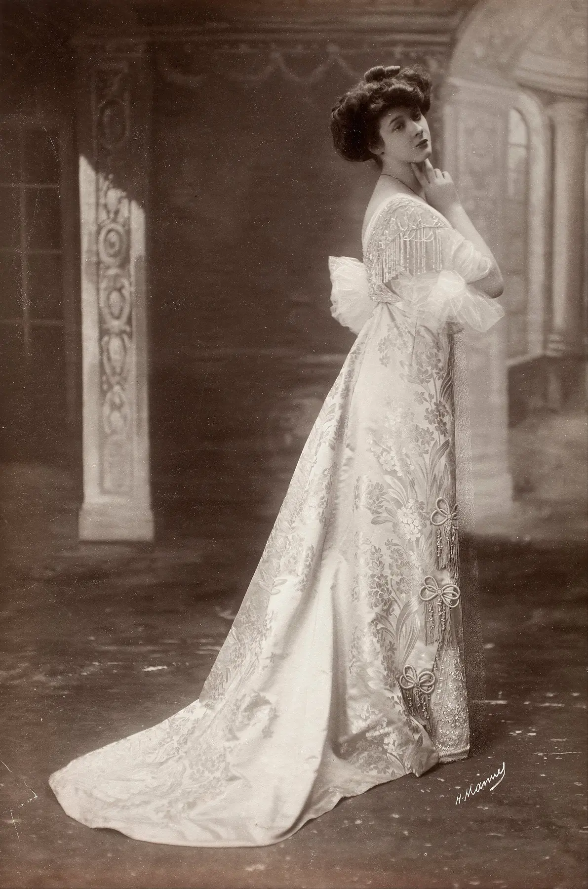 1895年頃のフランスのドレス姿を写したスタジオ写真